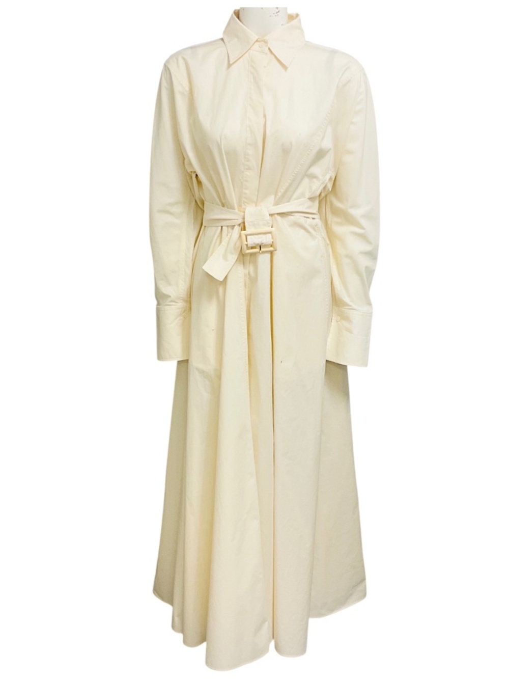 SCANLAN THEODORE CREAM COTTON MAXI SHIRT DRESS WITH BELT